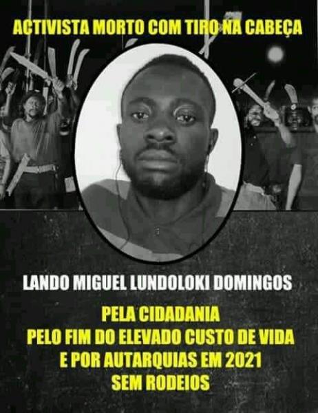 Lando Miguel Lundoloki Domingos assassinado no dia 11 de novembro de 2020