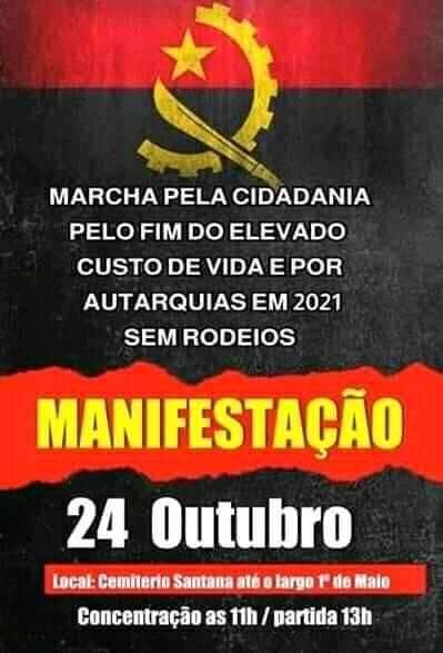 Cartaz de convocação da manifestação para 24 de outubro de 2020 em Luanda