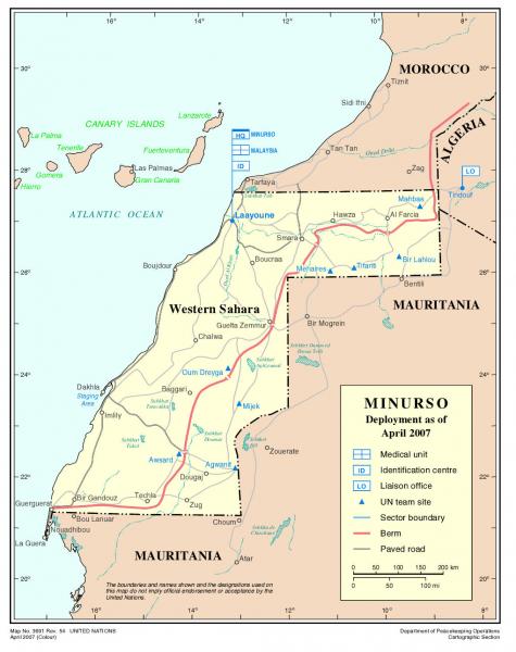Mapa do Sahara Ocidental