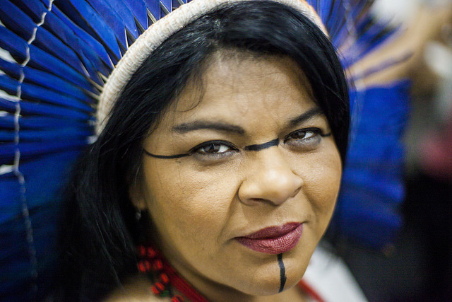 Sônia Guajajara, candidata a vice-presidência na chapa de Guilherme Boulos. Foto de Mídia Ninja